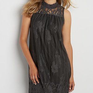 Maurices Gray Lace Overlay Sleeveless Dress Large